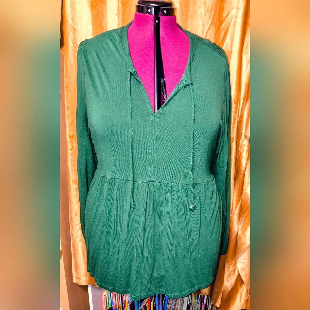 Wonderly Green Long-Sleeve Blouse